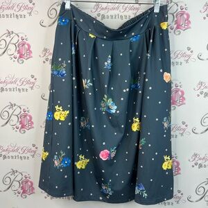 Kay pop art skirt Floral Patterned Gray Skirt flowy multicolor flowers leafs